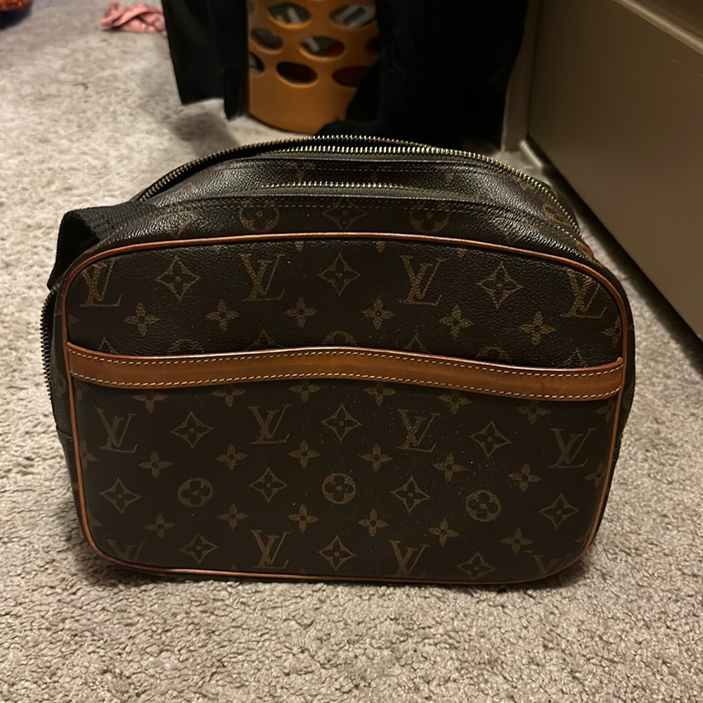 Brown Tan initial bag vintage vachetta leather messenger crossbody purse tote